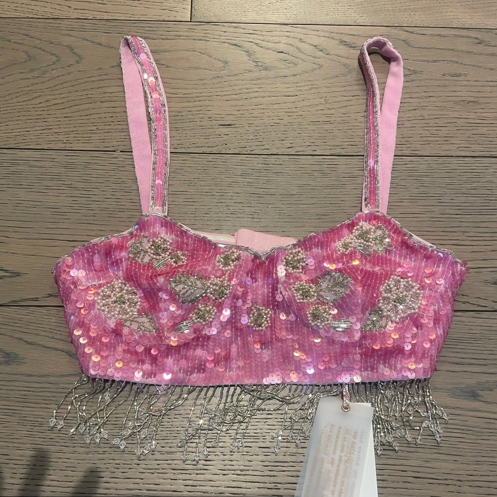 Loveshackfancy Maeve Sequin Bra Top